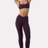 Soft Active Seam-Detail Sports Bra in Plum