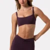 Soft Active Seam-Detail Sports Bra in Plum