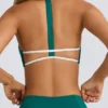 Soft Active Scoop-Neck Sports Bra in Varsity Green