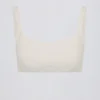 Soft Active Seam-Detail Sports Bra in Cream