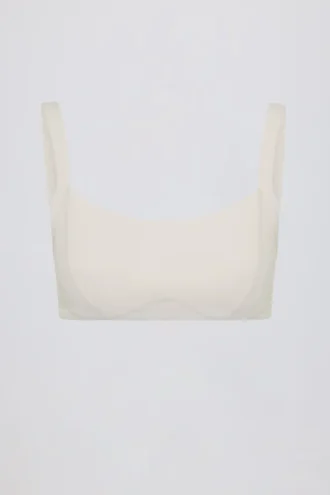 Soft Active Seam-Detail Sports Bra in Cream