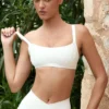 Soft Active Seam-Detail Sports Bra in Cream