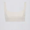 Soft Active Seam-Detail Sports Bra in Cream