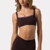 Soft Active Seam-Detail Sports Bra in Espresso