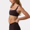 Soft Active Seam-Detail Sports Bra in Espresso