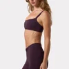 Soft Active Seam-Detail Sports Bra in Plum