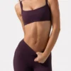 Soft Active Seam-Detail Sports Bra in Plum