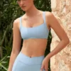 Soft Active Seam-Detail Sports Bra in Sky