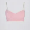 Soft Active Sweetheart-Neck Contrast Sports Bra in Powder Pink