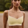 Soft Active Sweetheart-Neck Contrast Sports Bra in Soft Yellow