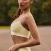 Soft Active Sweetheart-Neck Contrast Sports Bra in Soft Yellow