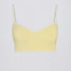 Soft Active Sweetheart-Neck Contrast Sports Bra in Soft Yellow
