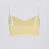Soft Active Sweetheart-Neck Contrast Sports Bra in Soft Yellow