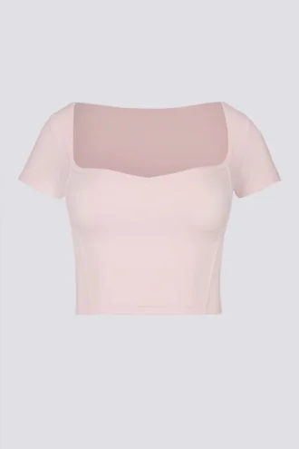 Soft Active Sweetheart-Neck Crop Top in Ballet Pink