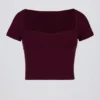 Soft Active Sweetheart-Neck Crop Top in Burgundy