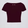Soft Active Sweetheart-Neck Crop Top in Burgundy