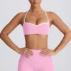 Soft Active Sweetheart-Neck Sports Bra in Baby Pink