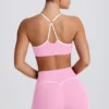 Soft Active Sweetheart-Neck Sports Bra in Baby Pink