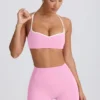 Soft Active Sweetheart-Neck Sports Bra in Baby Pink