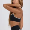 Soft Active Sweetheart-Neck Sports Bra in Black