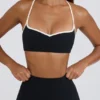 Soft Active Sweetheart-Neck Sports Bra in Black
