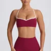 Soft Active Sweetheart-Neck Sports Bra in Burgundy