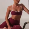 Soft Active Sweetheart-Neck Sports Bra in Burgundy