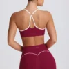 Soft Active Sweetheart-Neck Sports Bra in Burgundy