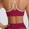 Soft Active Sweetheart-Neck Sports Bra in Burgundy
