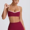 Soft Active Sweetheart-Neck Sports Bra in Burgundy