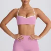Soft Active Sweetheart-Neck Sports Bra in Dusty Pink