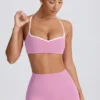 Soft Active Sweetheart-Neck Sports Bra in Dusty Pink