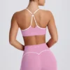 Soft Active Sweetheart-Neck Sports Bra in Dusty Pink