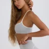 Soft Active Sweetheart-Neck Sports Bra in Grey