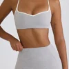 Soft Active Sweetheart-Neck Sports Bra in Grey