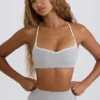 Soft Active Sweetheart-Neck Sports Bra in Grey Marl