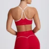 Soft Active Sweetheart-Neck Sports Bra in Hot Red