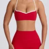 Soft Active Sweetheart-Neck Sports Bra in Hot Red