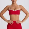 Soft Active Sweetheart-Neck Sports Bra in Hot Red