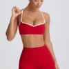 Soft Active Sweetheart-Neck Sports Bra in Hot Red