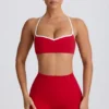 Soft Active Sweetheart-Neck Sports Bra in Hot Red