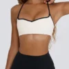 Soft Active Sweetheart-Neck Sports Bra in White