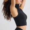 Soft Active Turtleneck Tank Top in Black