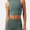 Soft Active Turtleneck Tank Top in Khaki