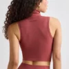 Soft Active Turtleneck Tank Top in Rust