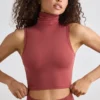 Soft Active Turtleneck Tank Top in Rust