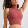 Soft Active Turtleneck Tank Top in Rust