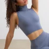 Soft Active Turtleneck Tank Top in Slate Grey