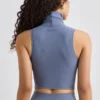 Soft Active Turtleneck Tank Top in Slate Grey