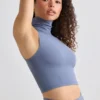 Soft Active Turtleneck Tank Top in Slate Grey